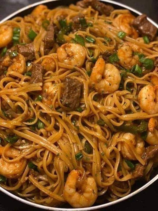 Shrimp And Teriyaki Steak Noodles