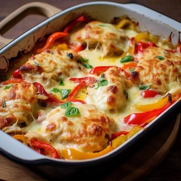 Herb-infused Chicken & Bell Peppers Casserole