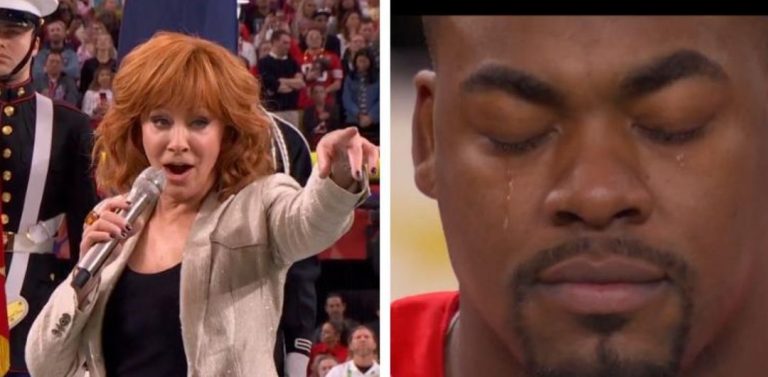 Chiefs Star Brought To Tears By Reba McEntire’s Moving National Anthem Performance At The Super Bowl.