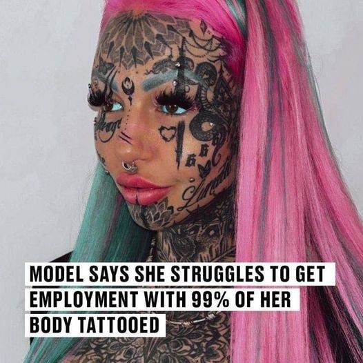 Model Says She Struggles To Get Employment With 99% Of Her Body Tattooed
