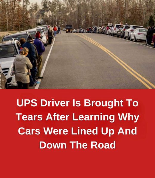 UPS driver is brought to tears after learning why cars were lined up and down the road