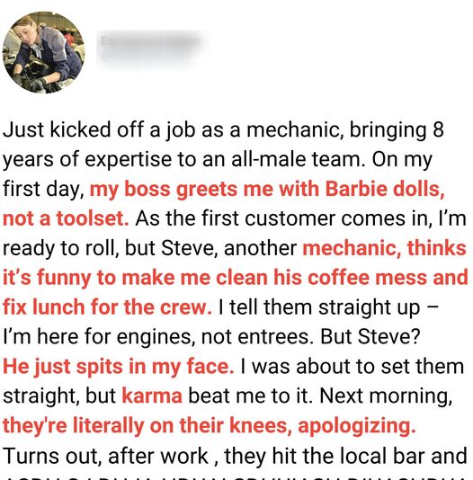 The Mistreatment of Mechanic Due to Her Gender