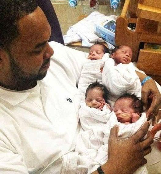 Husband kisses wife’s head before birth and murmurs five words – one hour later, he’s a single father to quadruplets.