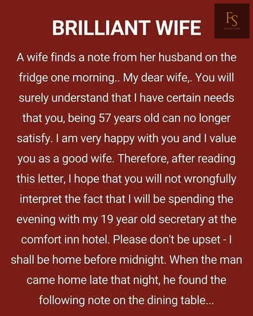 BRILLIANT WIFE!! (FUNNY STORY)